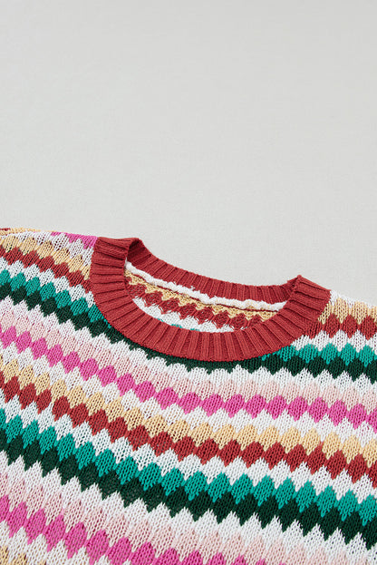 Threaded Pear Molly Sleeve Colorful Textured Sweater