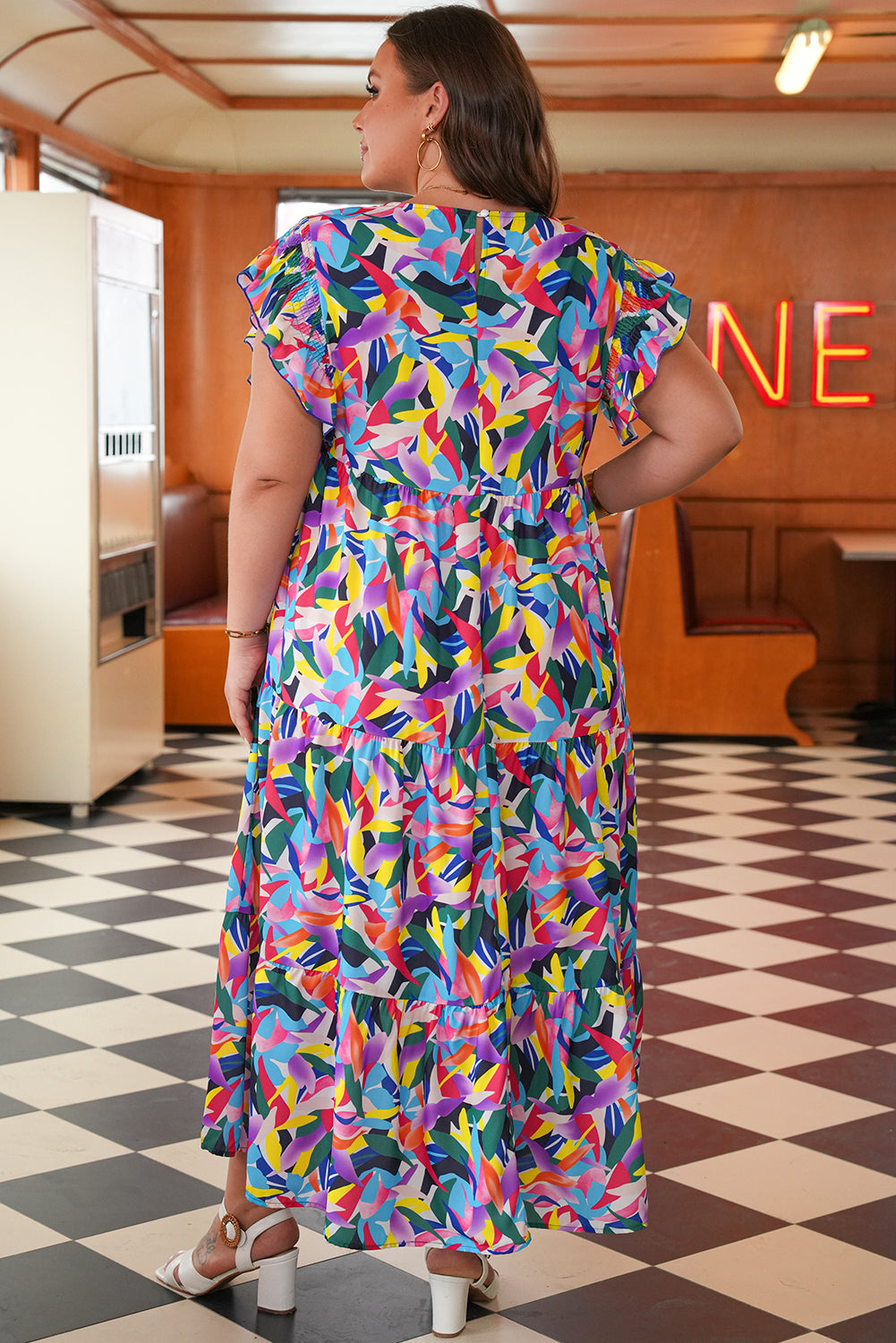 Threaded Pear Noa Plus Size Ruffled Short Sleeve Maxi Dress