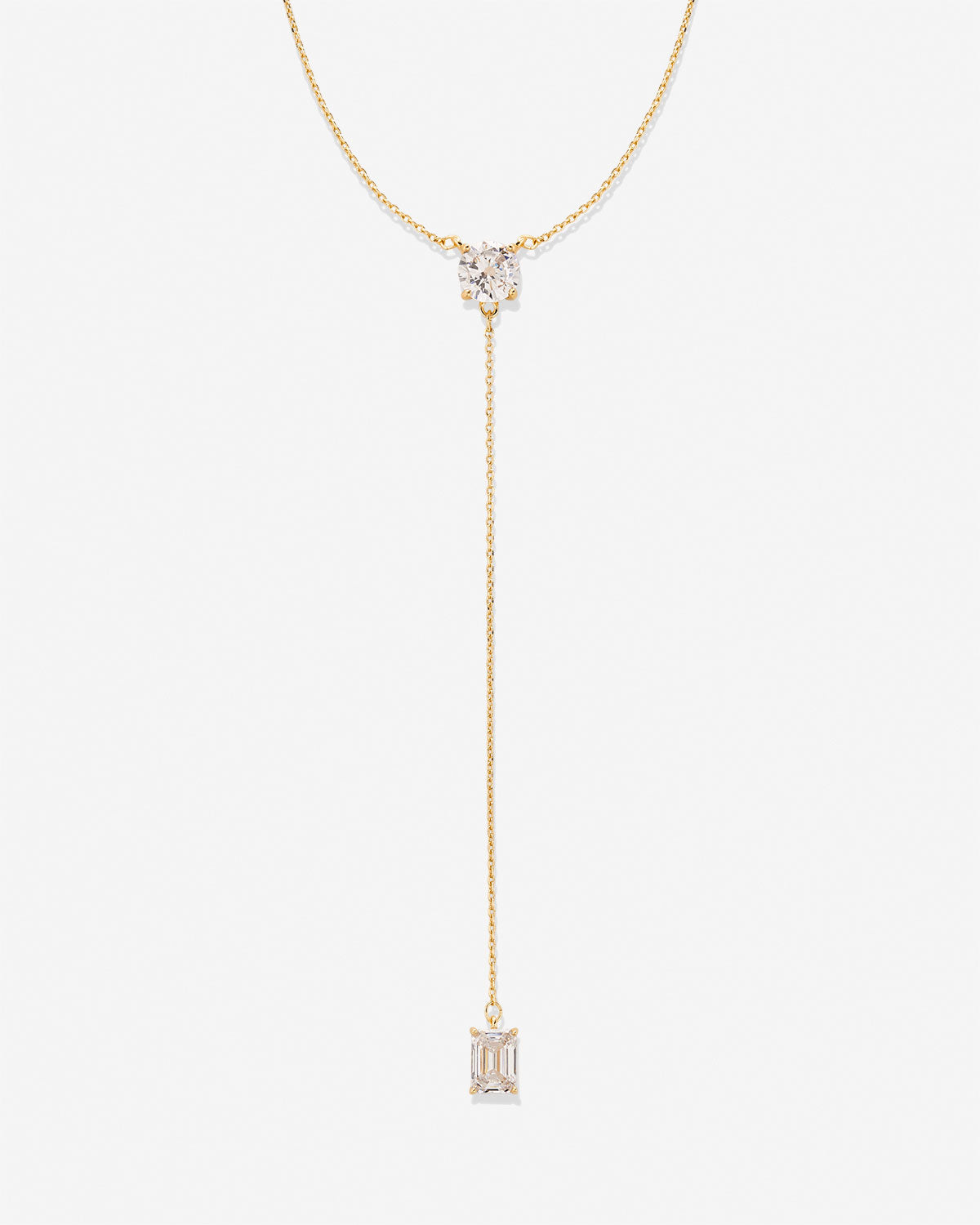 Beautifully Broken Emerald Cut Lariat Necklace