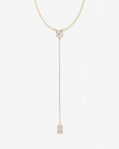 Beautifully Broken Emerald Cut Lariat Necklace