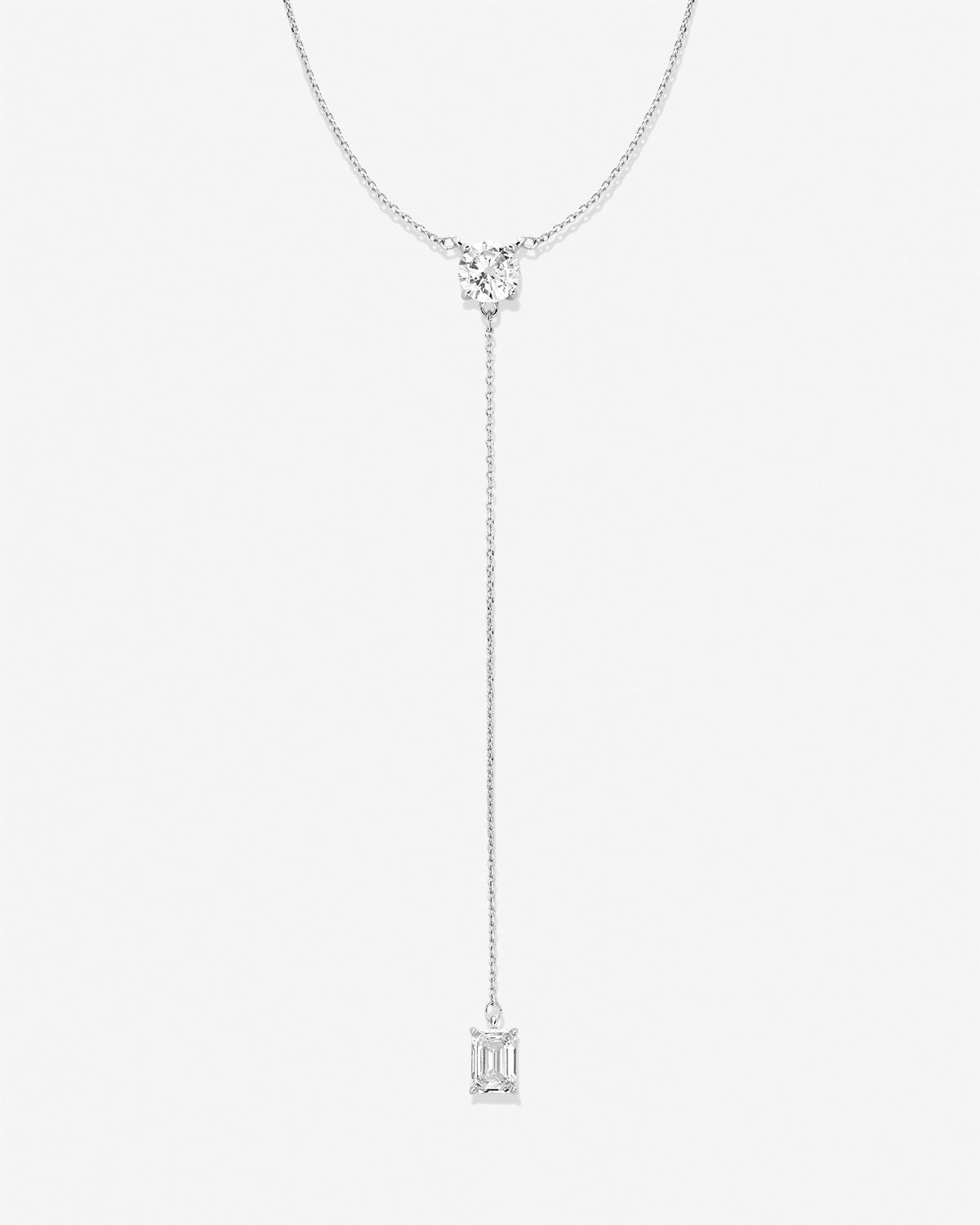 Beautifully Broken Emerald Cut Lariat Necklace