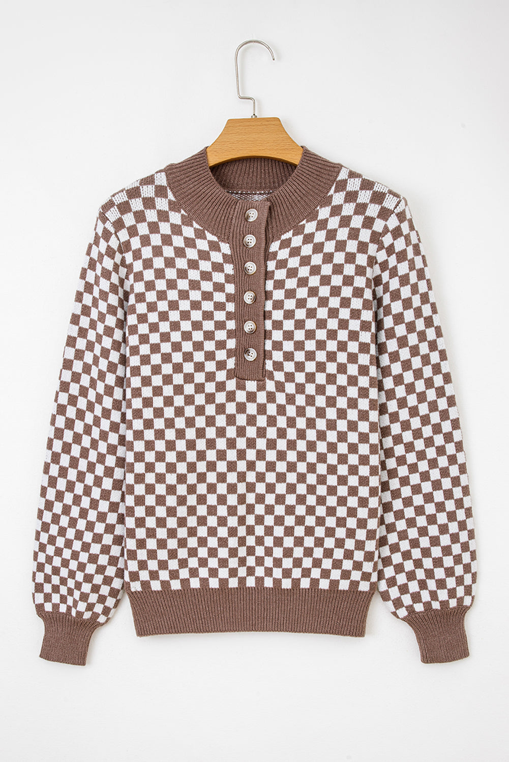 Threaded Pear Mckinley Trim Checkerboard Knit Sweater
