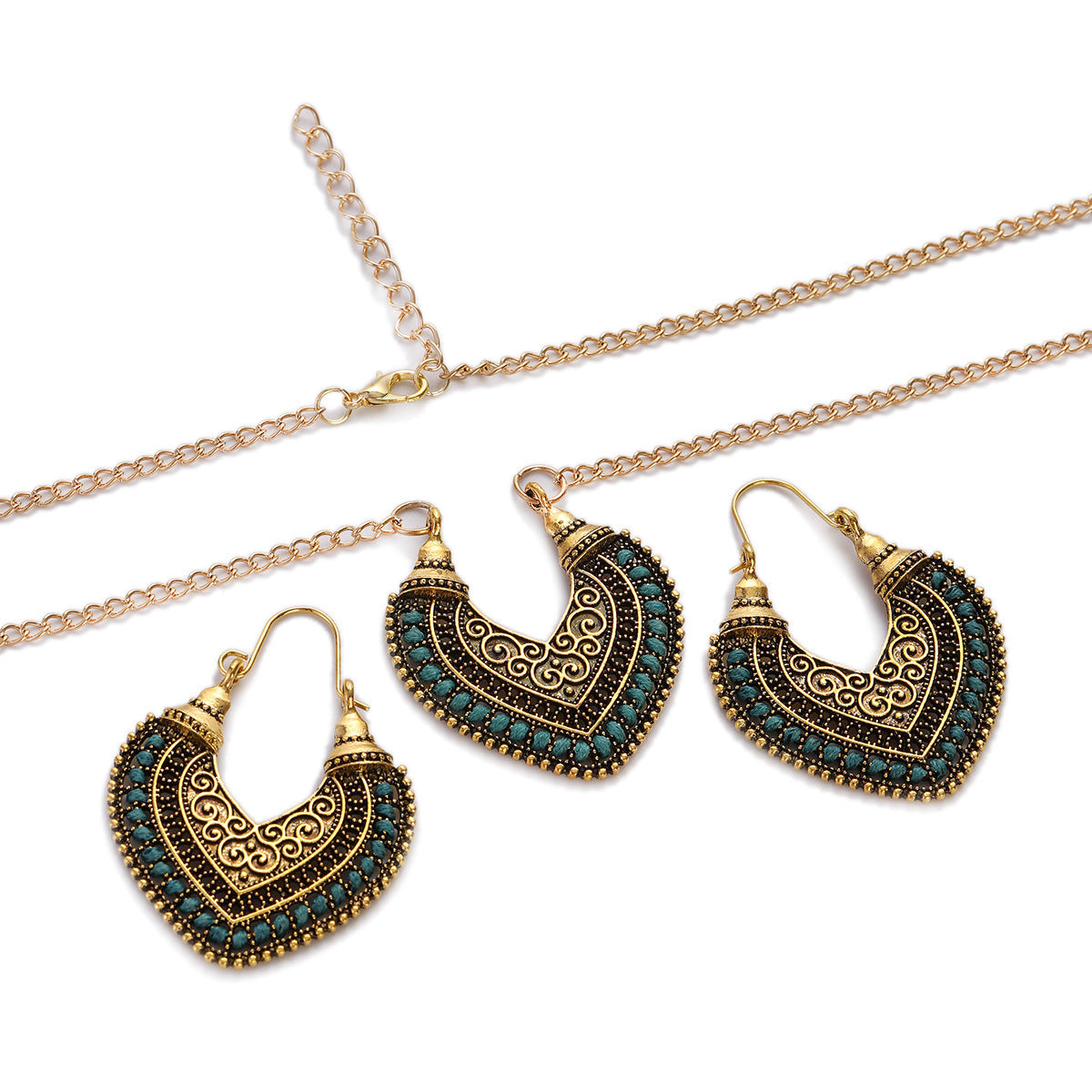 Colored Rope Winding Jewelry Set | Artistic Woven Necklace & Earrings Two-Piece Set | Vibrant Boho-Chic Statement Accessories | Handmade Style Geometric Rope Jewelry