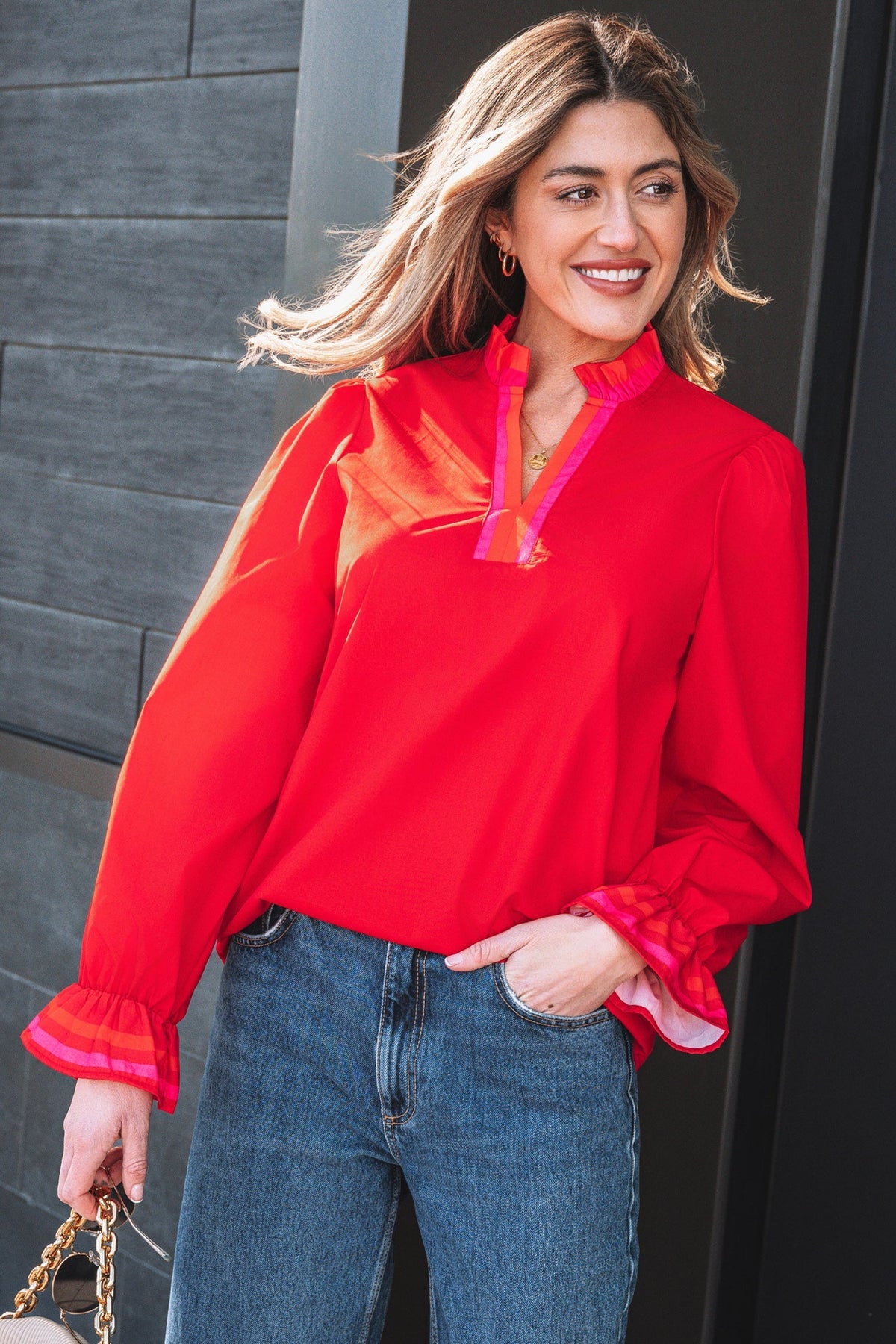 Threaded Pear Celine Long Sleeve Blouse Long Sleeve Top