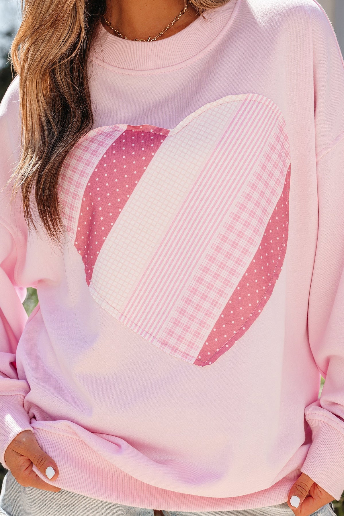 Threaded Pear Matilda Sweetheart Patchwork Oversize Sweatshirt