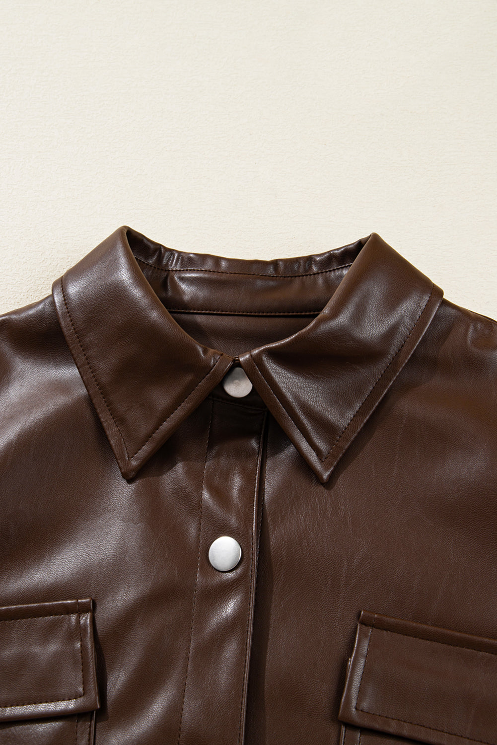 Threaded Pear Mila Drawstring Hem Leather Jacket