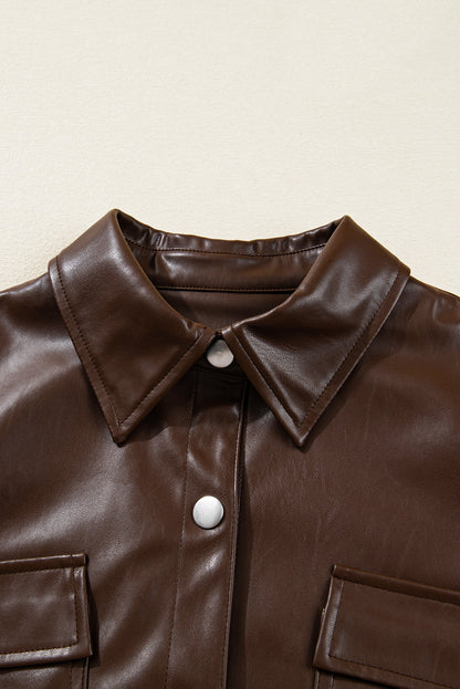 Threaded Pear Mila Drawstring Hem Leather Jacket
