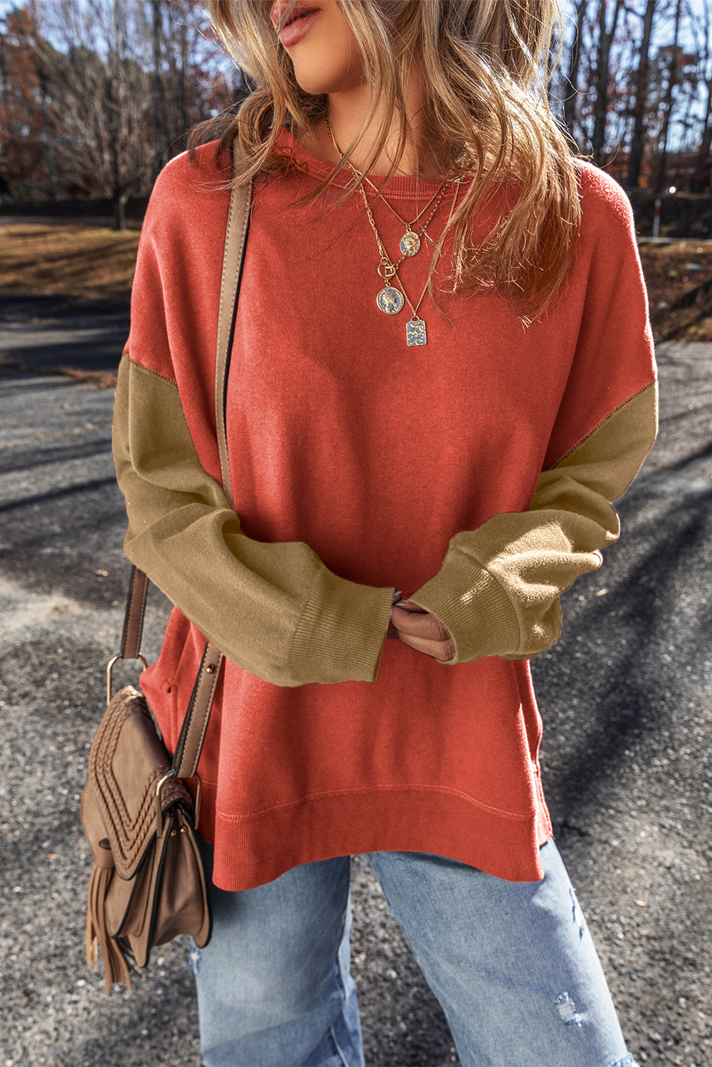 Threaded Pear Ella Patchwork Drop Shoulder Pullover