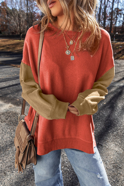 Threaded Pear Ella Patchwork Drop Shoulder Pullover
