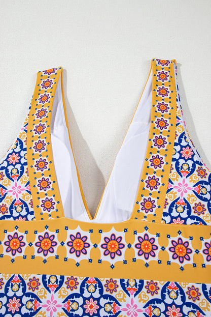 Threaded Pear Briar Print One Piece Swimsuit