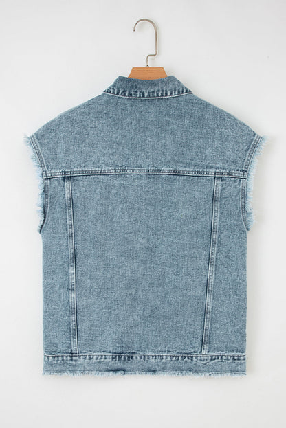 Threaded Pear Evelyn Flap Frayed Detail Vest