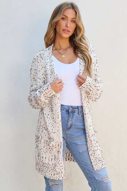 Threaded Pear Ailany Confetti Rib Knit Long Sleeve Cardigan
