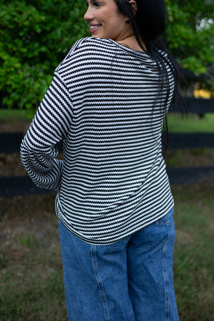 Threaded Pear Elouise Stripe Long Sleeve Top