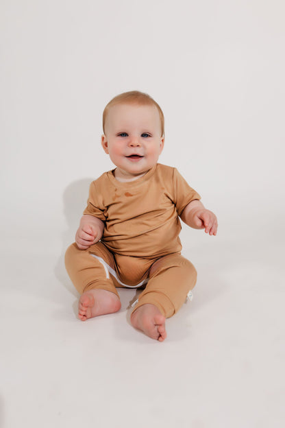 Camel Bamboo Lyocell Zip Romper