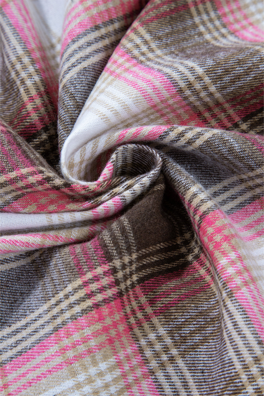 Threaded Pear Harper Plaid Flap Up Shacket