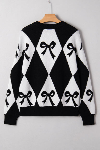 Threaded Pear Daetta Rhombus Knit Loose Sweater