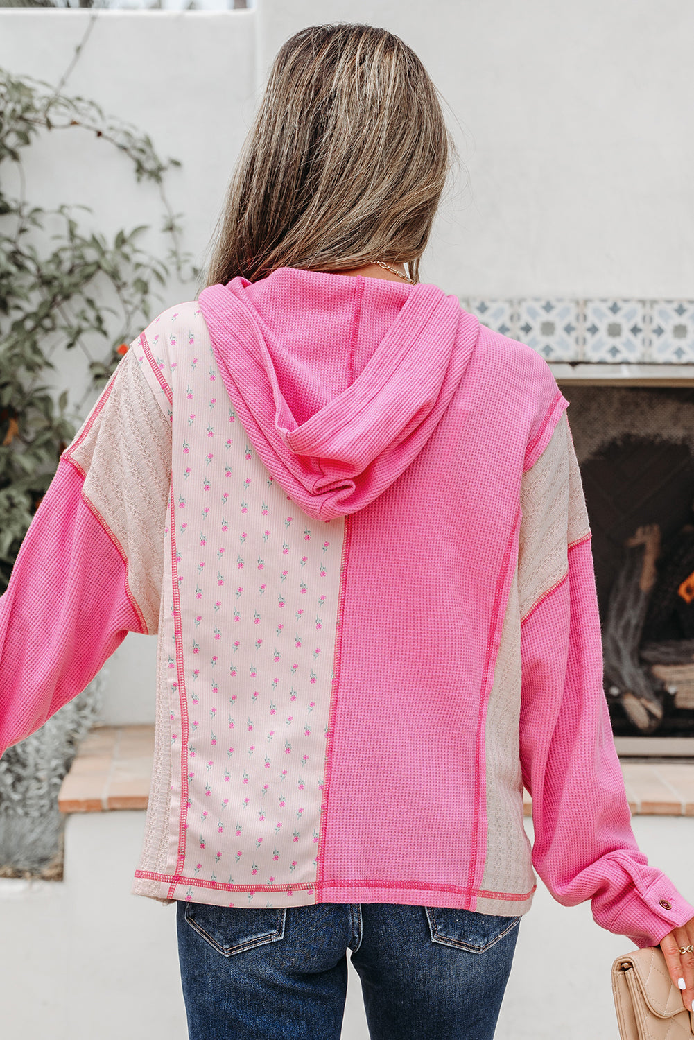 Threaded Pear Hollievi Patchwork Hooded Oversize Pullover