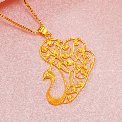 24k Goldtone Open Peacock Pendant Necklace
