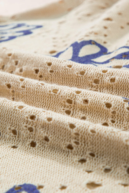 Threaded Pear Harper Eyelet Drop Shoulder Sweater