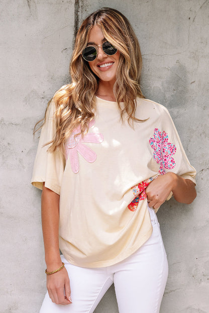 Threaded Pear Hannah Flower Patched Loose Top