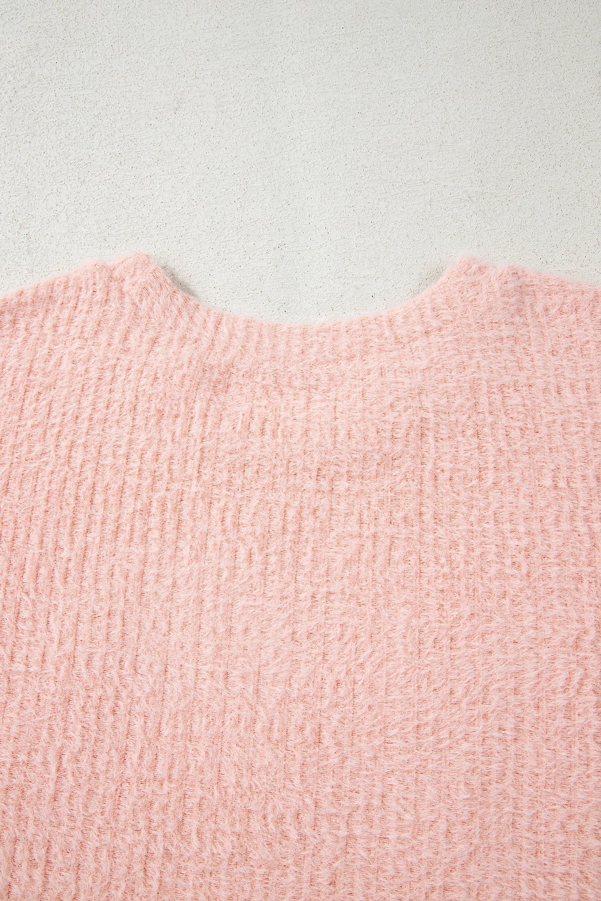 Threaded Pear Ivy Fuzzy Ribbed Texture Long Sleeve Top