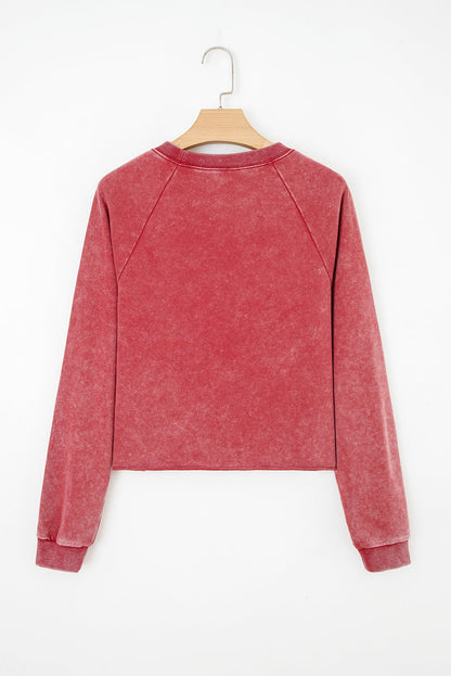 Threaded Pear Liberty Raw Hem Crop Sweatshirt