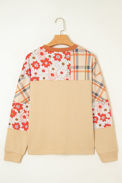 Threaded Pear Azari Plaid Patchwork Casual Top