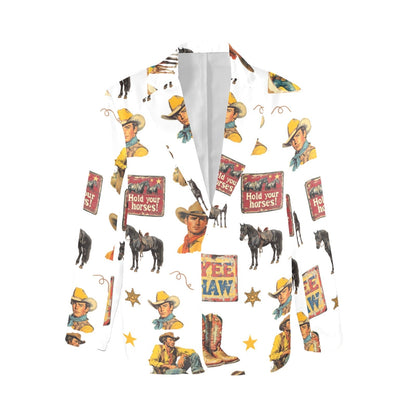 Baha Ranch Vintage Cowboy Collage Western Women's Blazer