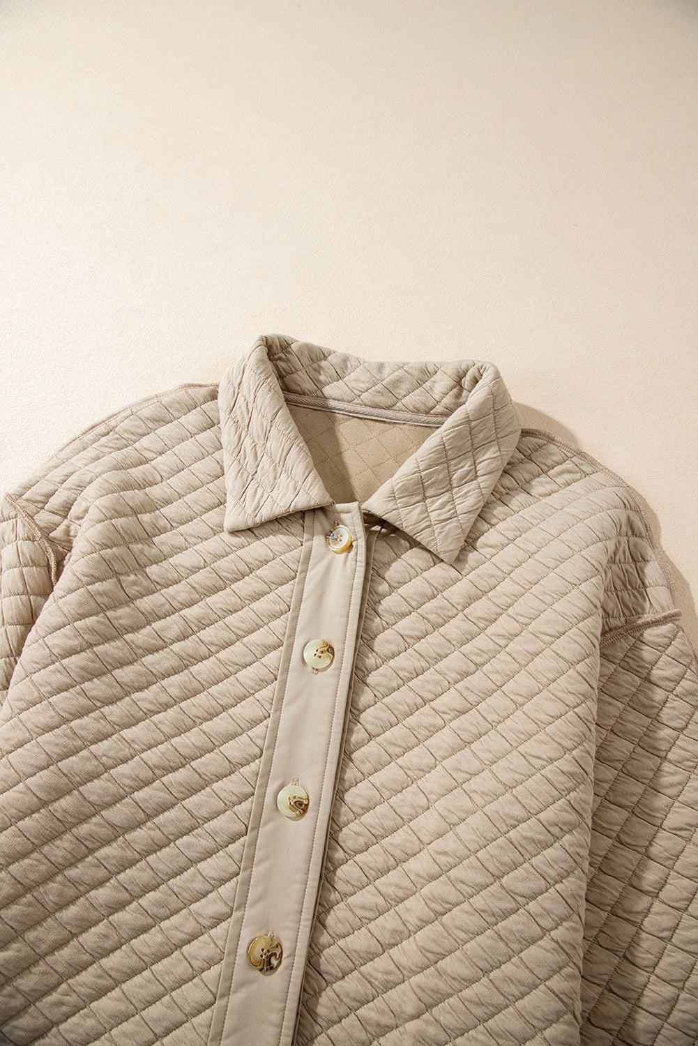 Threaded Pear Celeste Quilted Puffer Buttoned Shacket