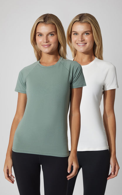 90 Degree by Reflex 2 PK Vintage Cotton Crew Neck Short Sleeve Top
