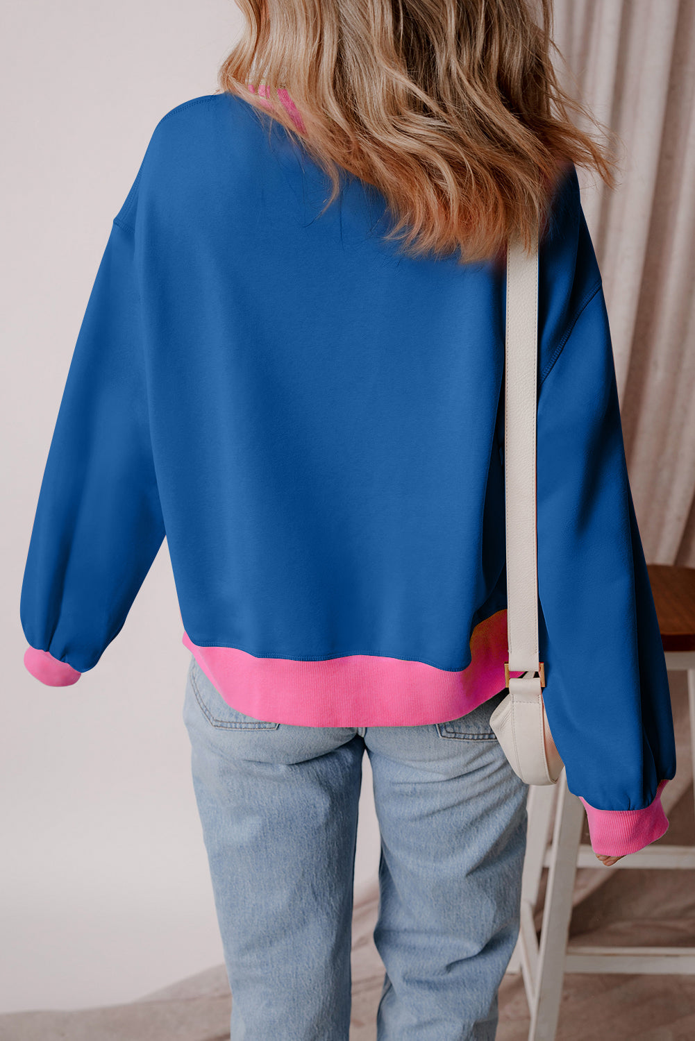 Threaded Pear Karilia Colorblock Bubble Sleeve Sweatshirt