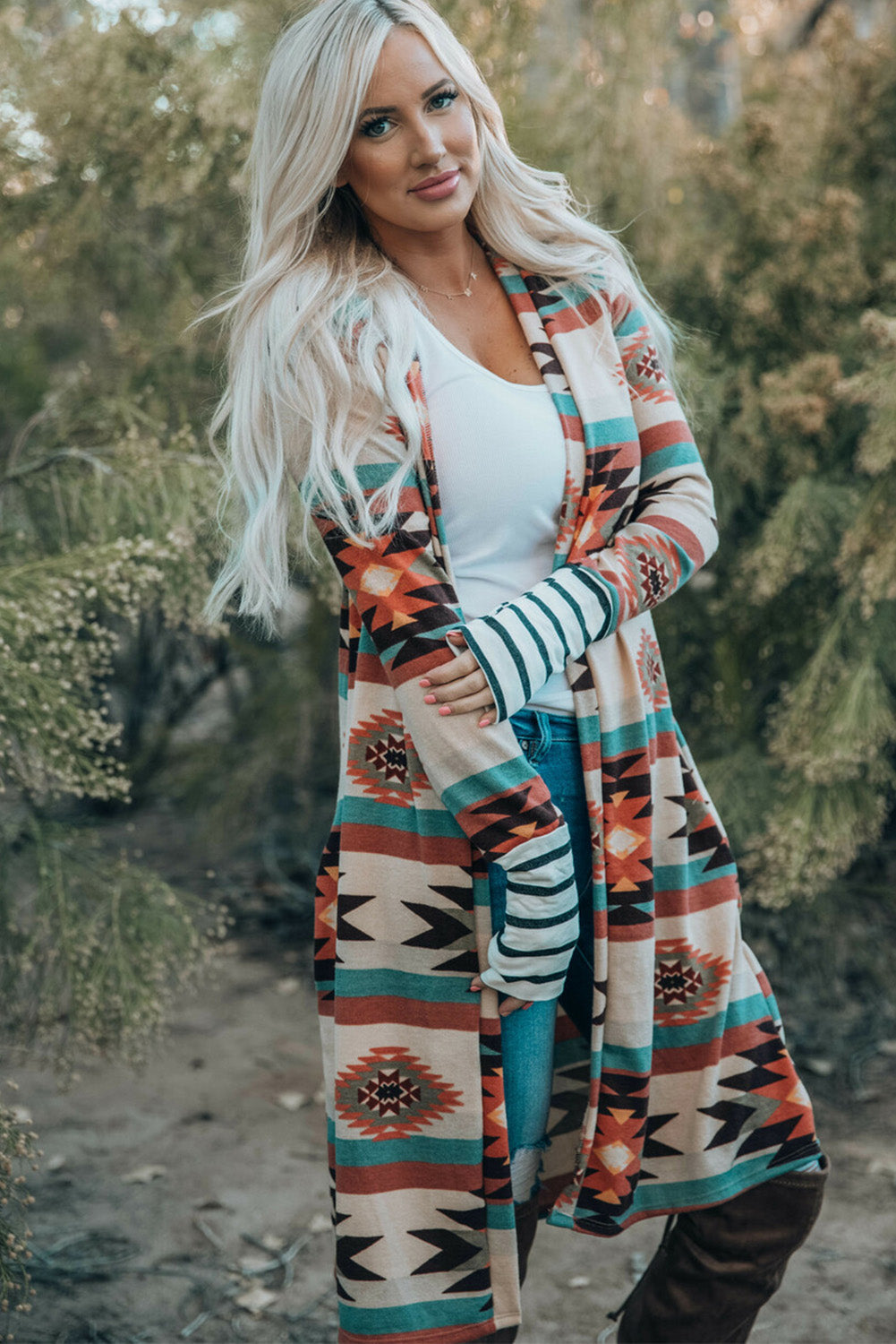 Threaded Pear Paris Open Front Long Cardigan