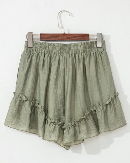 Dahlia Tie Waist Ruffle Hem Shorts