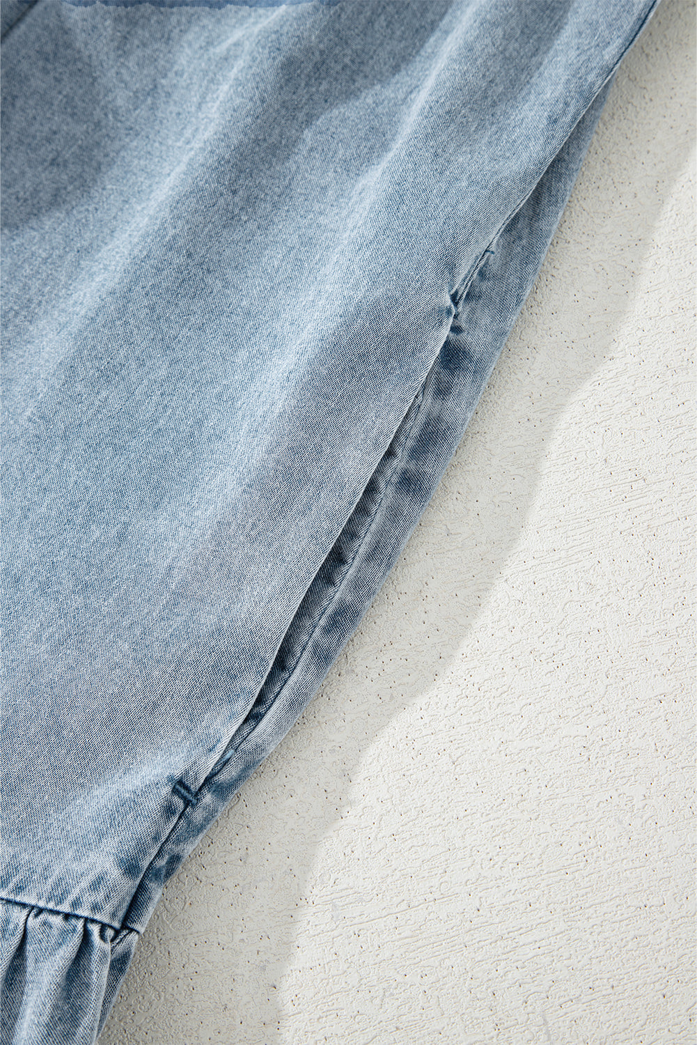 Threaded Pear Clare Sleeveless Ruffled Chambray Dress