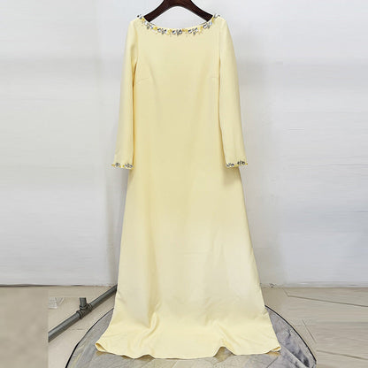 Fashionable Minimalist Beaded Long Dress | Loose-Fitting Elegant Maxi Dress | High-Sense Chic Casual Gown | Sophisticated Oversized Beaded Dress for Women