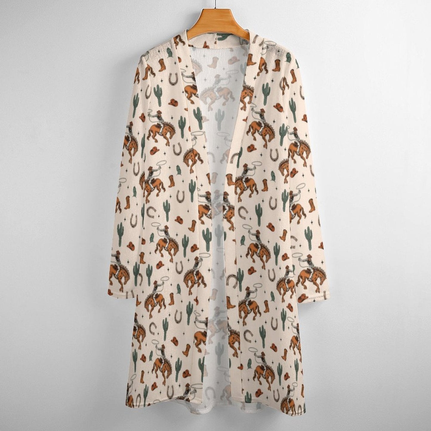Baha Ranch Rodeo Cowboy Print Lightweight Cardigan