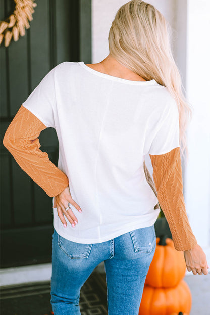 Threaded Pear Emily Textured Knit top Long Sleeve Top