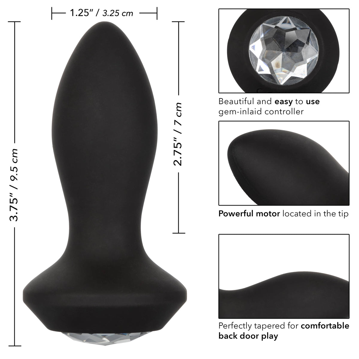 CalExotics Power Gem Vibrating Petite Crystal Probe - Black