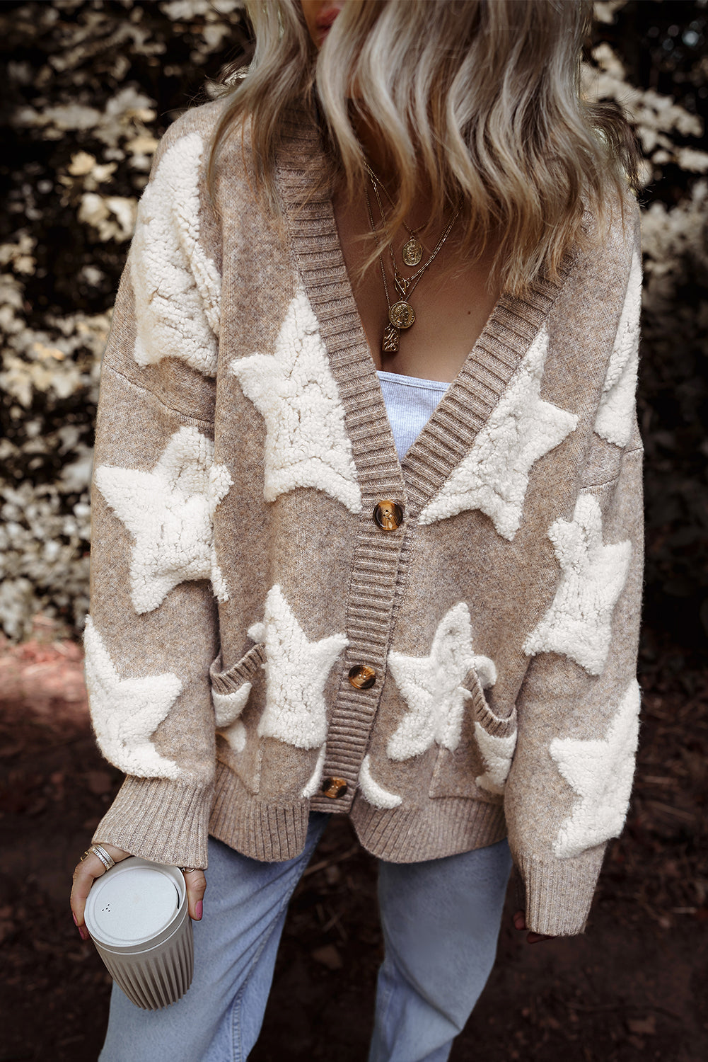 Threaded Pear Clare Sherpa Star Cardigan