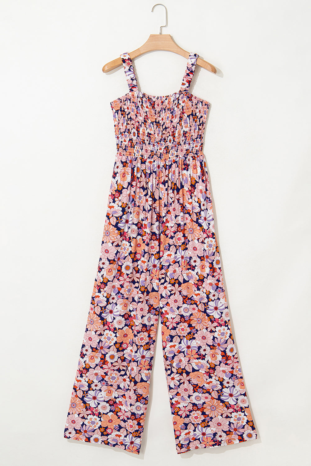 Angelica Square Neckline Stretch High Waist Jumpsuit - Pink Floral