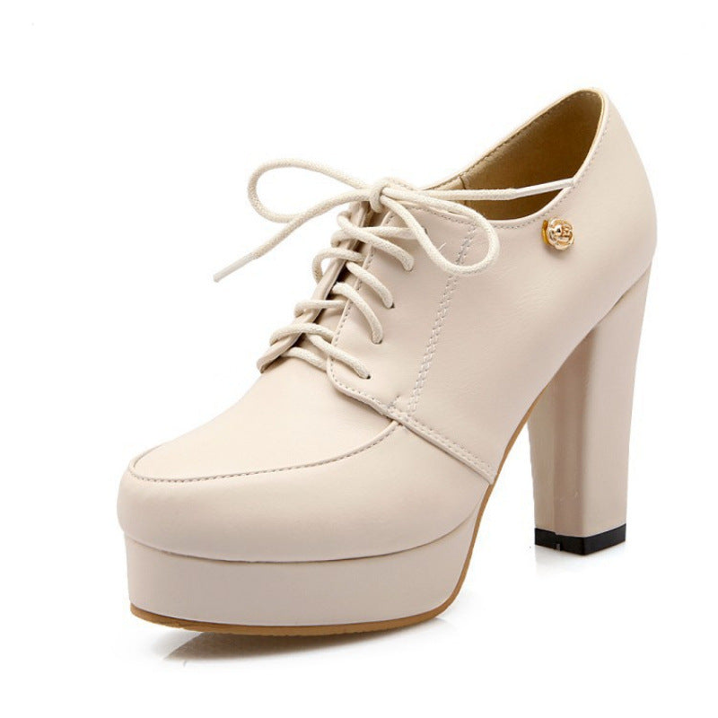 Women’s Chunky Heeled Lace-Up Pumps | Elegant Round-Toe Block Heel Shoes | Vintage Style Oxford-Inspired Heels | Comfortable All-Day Wear Pumps for Women | 2026 Trendy Business Casual Footwear