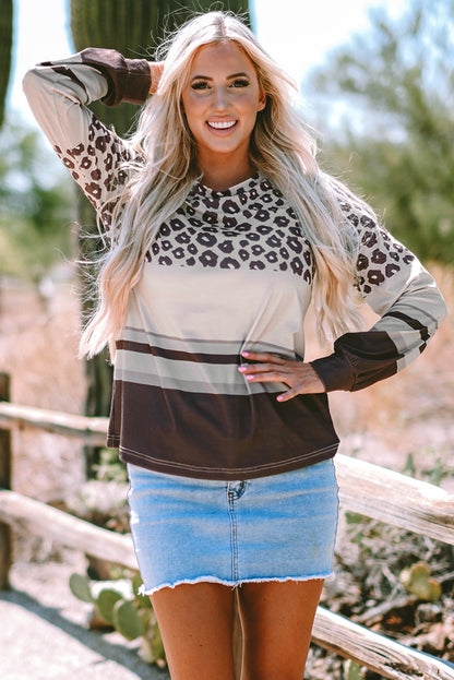 Threaded Pear Teagan Color Block Crewneck Long Sleeve Top