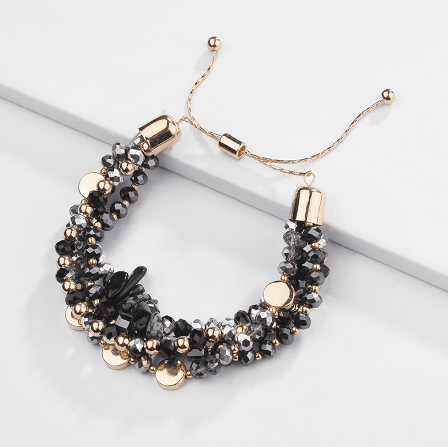 Black Gold Beaded Multi-Strand Bracelet
