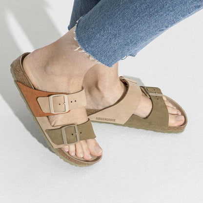 Birkenstock Arizona Split Nubuck Leather Sandcastle/ Faded Khaki Sandals