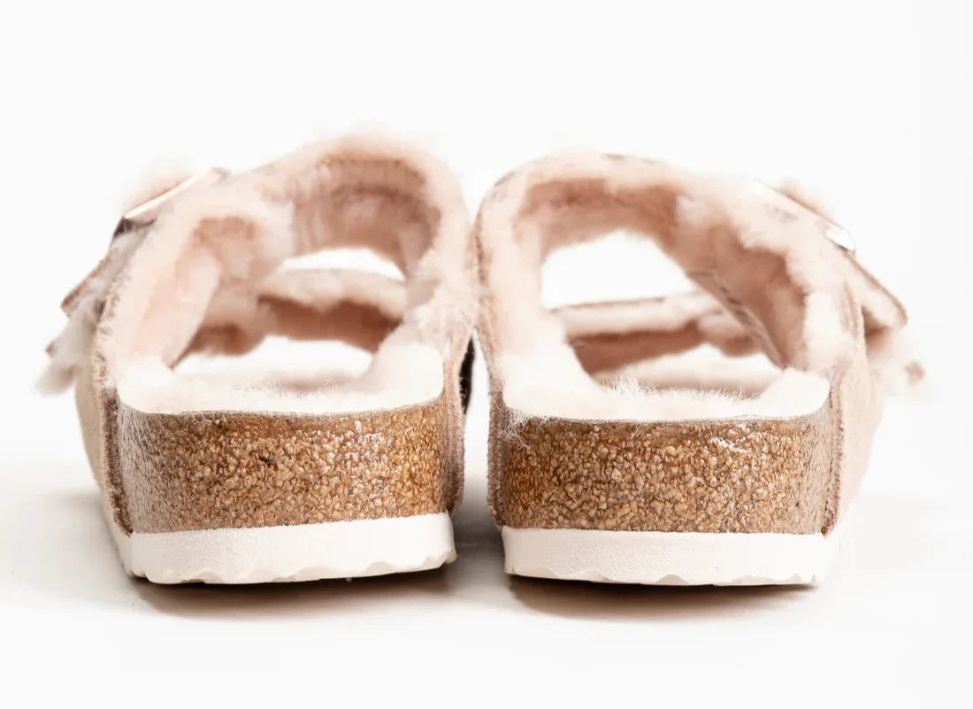 Birkenstock Arizona Shearling Suede Leather Nude