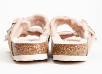 Birkenstock Arizona Shearling Suede Leather Nude