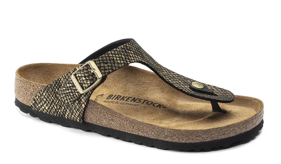 Birkenstock Gizeh Microfiber Shiny Python Black Sandals