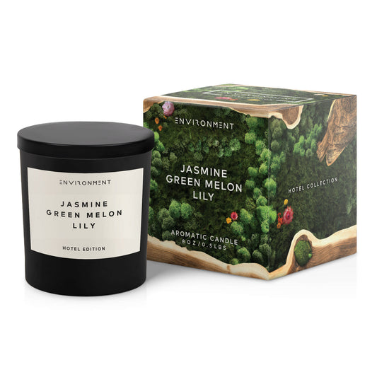 ENVIRONMENT 8oz Candle with Lid and Box Jasmine GreenMelon Lily