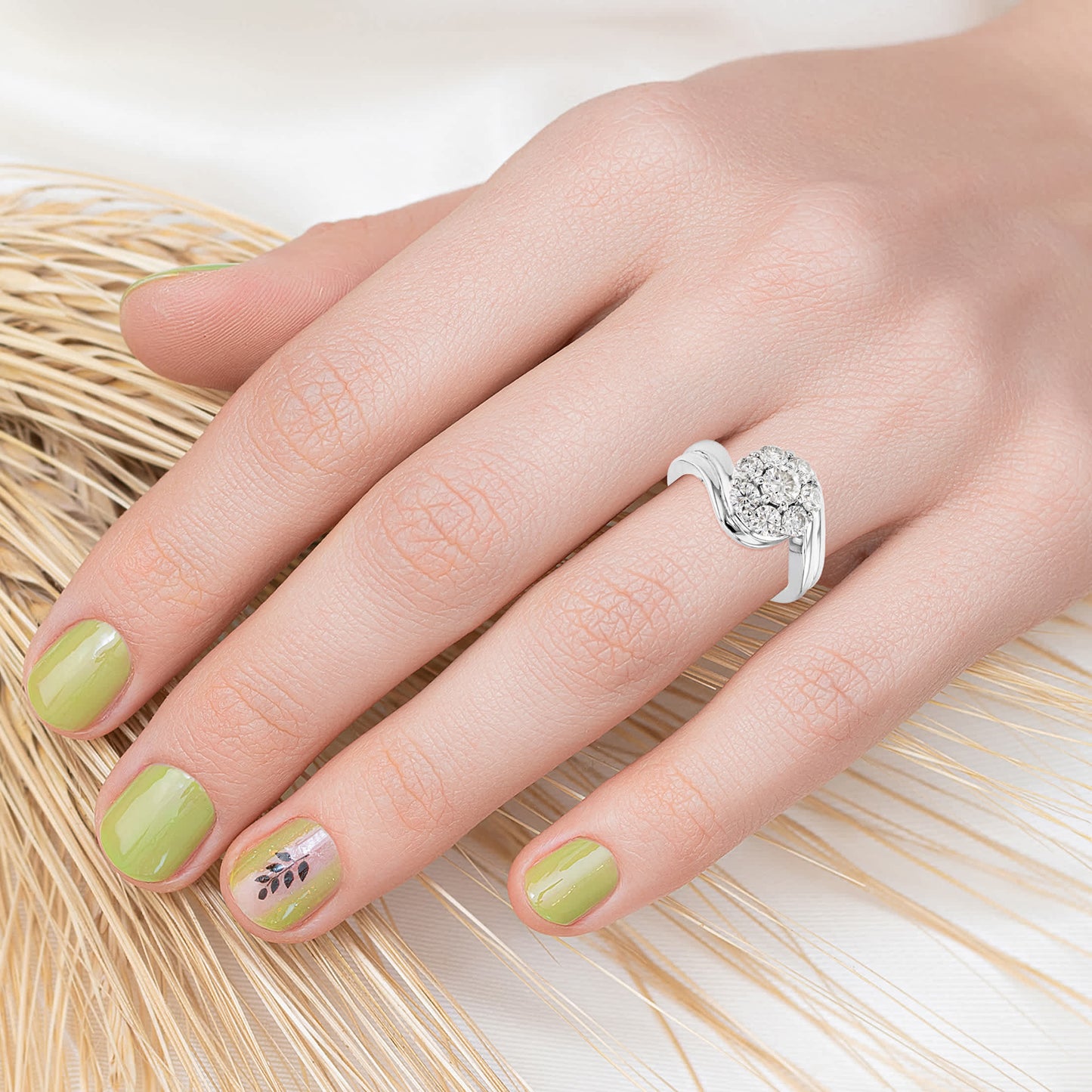 V3 Jewelry 925 Sterling Silver with Moissanite Engagement Ring