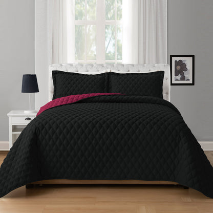 Elegant Comfort 3-Piece Diamond Quilted Reversible Bedspread Coverlet Set